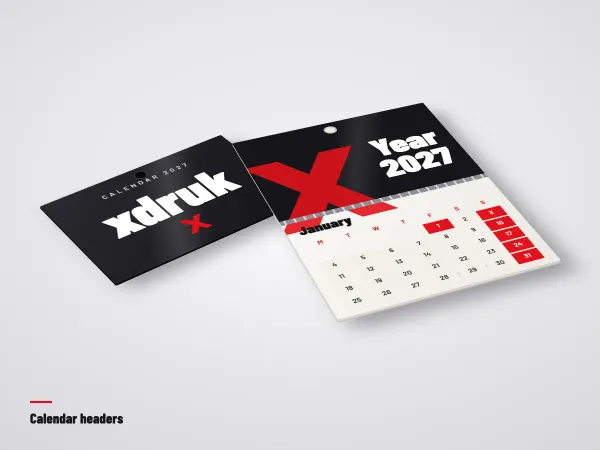 Board wall calendar header with colourful artwork