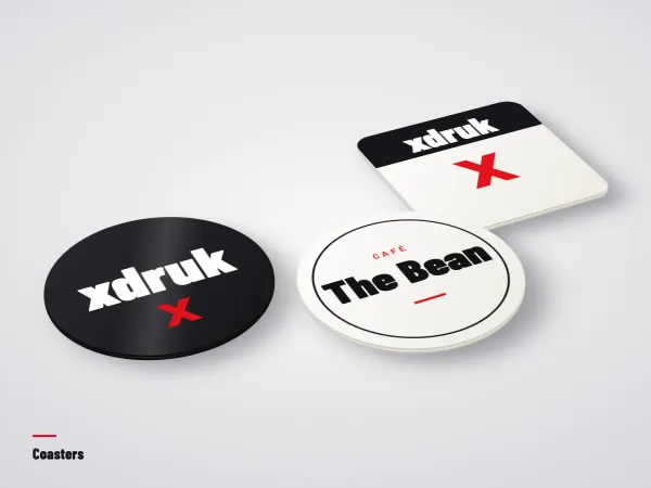 Stack of round printed coasters