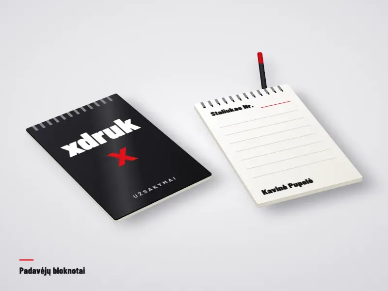 Klijuotas padavėjo bloknotas su restorano logotipu ir laukeliu staliuko numeriui