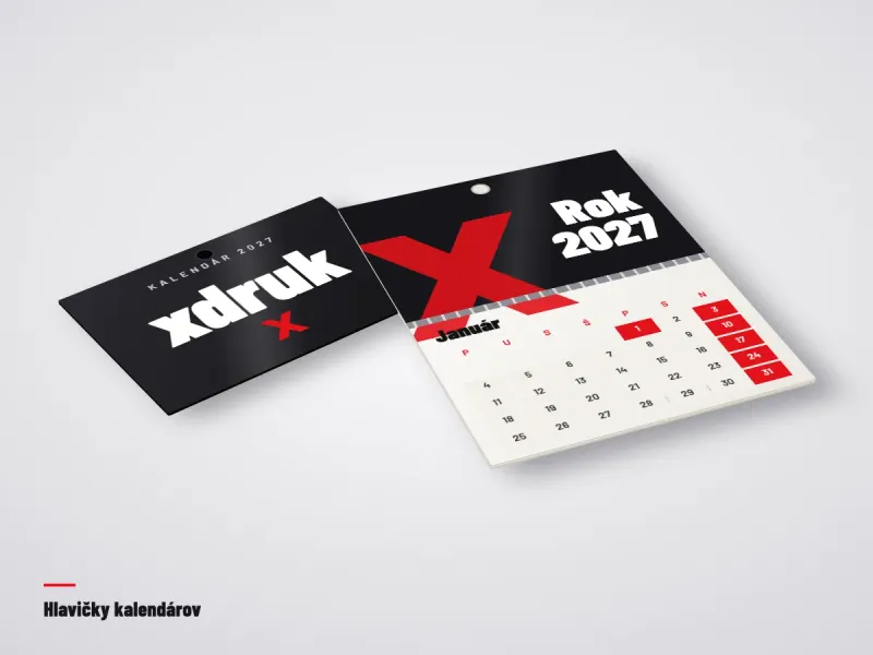 Kartónová hlavička nástenného kalendára s farebnou grafikou